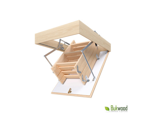 Чердачная лестница Bukwood ECO Mini 100х60 см изготовлена из высококачественных материалов, отличается прочностью, надежностью и удобностью в эксплуатации. Компактные размеры лестницы обеспечивают возможность ее установк