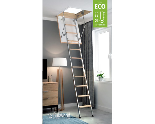 Bukwood ECO Metal Mini 80х90 см – это прекрасное решение для тех, кому нужна качественная складная чердачная лестница компактных размеров. Благодаря своим габаритам, лестница способна экономить свободное пространство не