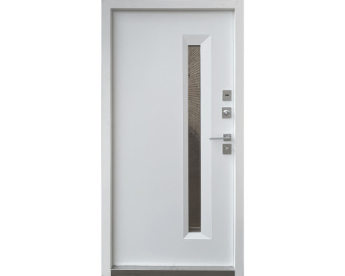 Входная дверь Qdoors.  Модель Норд - цвет внутренней накладки МДФ белое дерево, цвет наружной стороны -  метал Антрацит7021 краска. Полотно  и коробка наполнены минеральной ватой что послужит  максимальной шумоизоляции