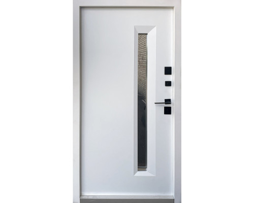 Входная дверь Qdoors.  Модель Норд - цвет внутренней накладки МДФ белое дерево, цвет наружной стороны -  метал Антрацит7021 краска. Полотно  и коробка наполнены минеральной ватой что послужит  максимальной шумоизоляции