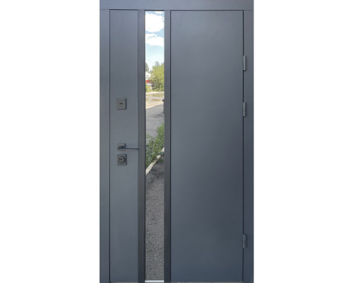 Входная дверь Qdoors.  Модель Норд - цвет внутренней накладки МДФ белое дерево, цвет наружной стороны -  метал Антрацит7021 краска. Полотно  и коробка наполнены минеральной ватой что послужит  максимальной шумоизоляции