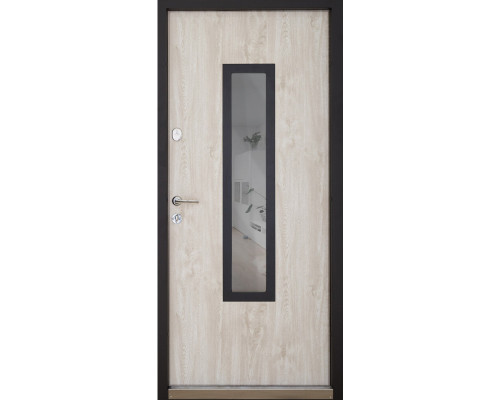 Вхідні двері модель Solid Glass (колір Ral 8019T) комплектація Defender   Гнутий двоступеневий профіль забезпечує щільне прилягання дверного полотна до короба, завдяки чому досягається високий рівень тепло та шумоізоляці
