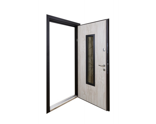 Вхідні двері модель Solid Glass (колір Ral 8019T) комплектація Defender   Гнутий двоступеневий профіль забезпечує щільне прилягання дверного полотна до короба, завдяки чому досягається високий рівень тепло та шумоізоляці