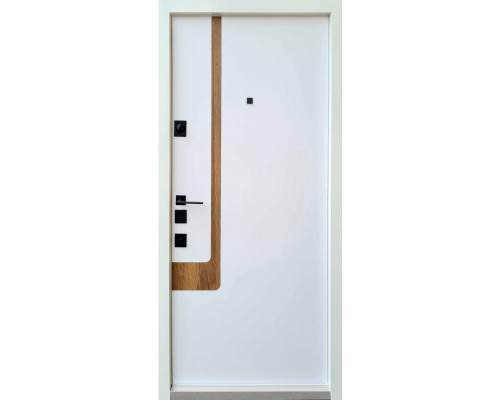 Входная дверь Qdoors  - серия Авангард. Модель Босфор-Аk - цвет внутренней накладки белая эмаль, цвет наружной стороны -  дуб артизан. Полотно  и коробка наполнены минеральной ватой что послужит  максимальной шумоизоляци