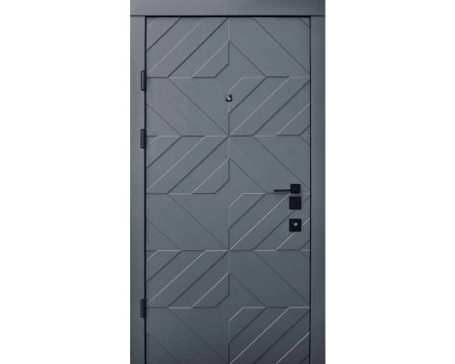 Входная дверь Qdoors  - серия Авангард. Модель Тиффани - цвет внутренней накладки белая эмаль, цвет наружной стороны -  грифель структуры софт. Полотно  и коробка наполнены минеральной ватой что послужит  максимальной шу