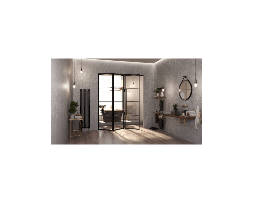 Межкомнатная Перегородка LOFT 4 ГАРМОШКА из стали и стекла
