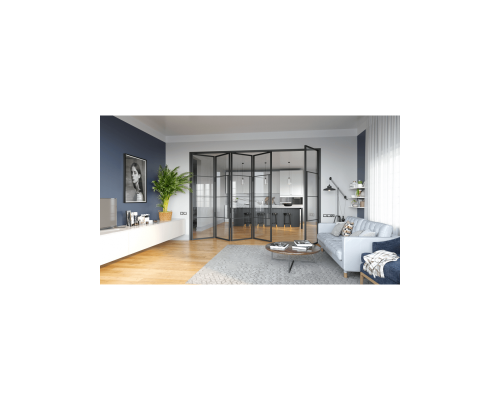 Межкомнатная Перегородка LOFT 4 ГАРМОШКА из стали и стекла