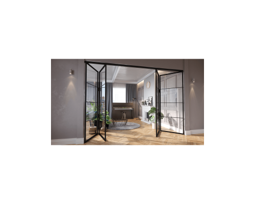 Межкомнатная Перегородка LOFT 4 ГАРМОШКА из стали и стекла