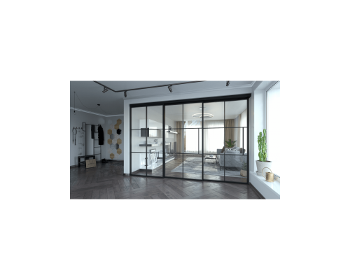 Межкомнатная Перегородка LOFT 5 ТЕЛЕСКОПИЧЕСКАЯ из стали и стекла