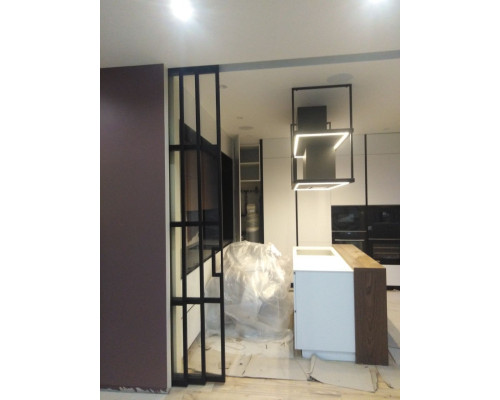 Межкомнатная Перегородка LOFT 5 ТЕЛЕСКОПИЧЕСКАЯ из стали и стекла