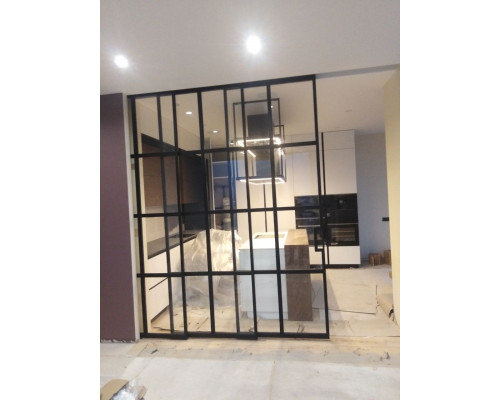 Межкомнатная Перегородка LOFT 5 ТЕЛЕСКОПИЧЕСКАЯ из стали и стекла