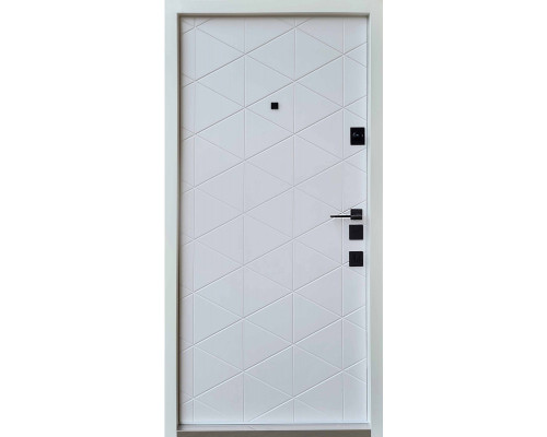 Входная дверь Qdoors  - серия Авангард. Модель Тиффани - цвет внутренней накладки белая эмаль, цвет наружной стороны -  антрацит. Полотно  и коробка наполнены минеральной ватой что послужит  максимальной шумоизоляции, а
