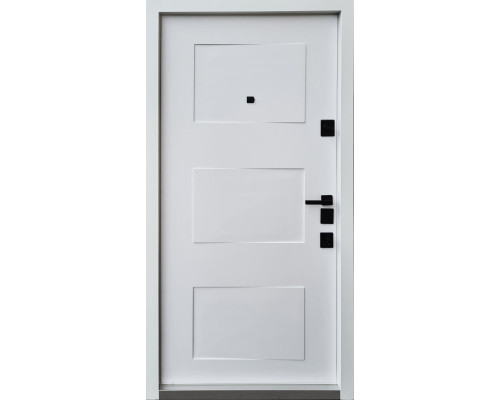 Входная дверь Qdoors  - серия Авангард. Модель Порто - цвет внутренней накладки белая эмаль, цвет наружной стороны -  мрамор темный. Полотно  и коробка наполнены минеральной ватой что послужит  максимальной шумоизоляции