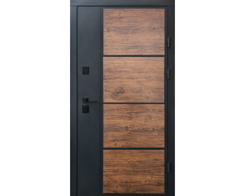 Входная дверь Qdoors.  Модель Бонд- цвет внутренней накладки Гладь Vinorit белый/Гладь дуб темный/Гладь антрацит писок, цвет наружной стороны -  графит песок краска. Полотно  и коробка наполнены минеральной ватой что пос