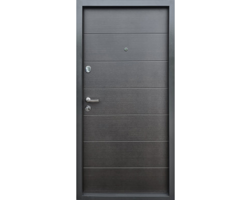 Входная дверь Qdoors  - серия Премиум. Цвет внутренней накладки и наружной стороны - венге темный горизонтПолотно  и коробка наполнены минеральной ватой что послужит  максимальной шумоизоляции, а также повышение тепловой