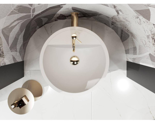 Оригинальный умывальник COSMO MIRASOFT с глубокой круглой чашей обязательно станет центром дизайна ванной комнаты. На полке, где устанавливается смеситель, можно дополнительно разместить гигиенические средства. Имеет нап