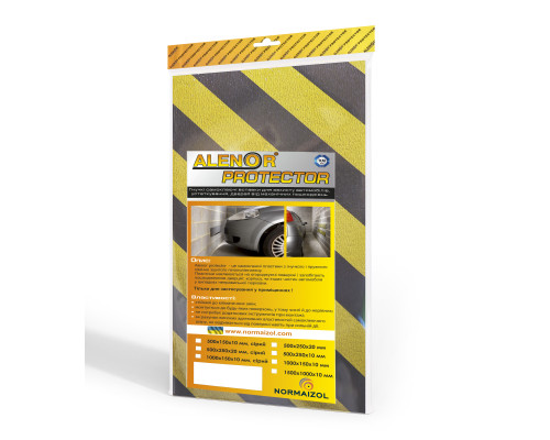 CARPROTECTOR ALENOR® – защитная самоклеящаяся пластина на основе гибкого и упругого химически сшитого пенополиэтилена, жёлто-чёрной износостойкой пленки, клеевого слоя повышенной липкости и антиадгезионной пленки. Обеспе