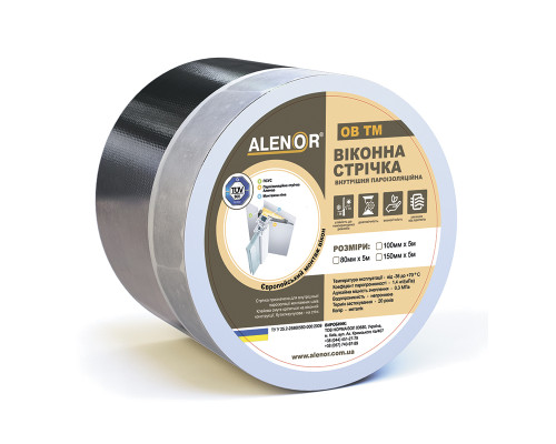 Лента оконная внутренняя ALENOR® ОВ ТМ Alenor® ОВ ТМ – внутренняя пароизоляционная оконная
лента на основе защитного фольгированного покрытия,
синтетического нетканого материала мембранного типа
и двух клеевых полосок:
