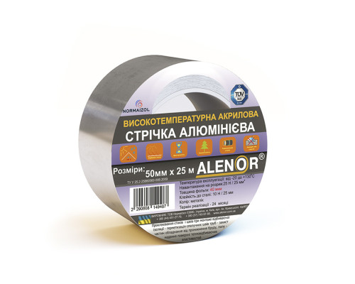 Лента высокотемпературная акриловая ALENOR® – клеевая лента на основе специальной полированной алюминиевой фольги толщиной 40 мкм и специального акрилового клеевого состава повышенной липкости, который закрыт антиадгезио